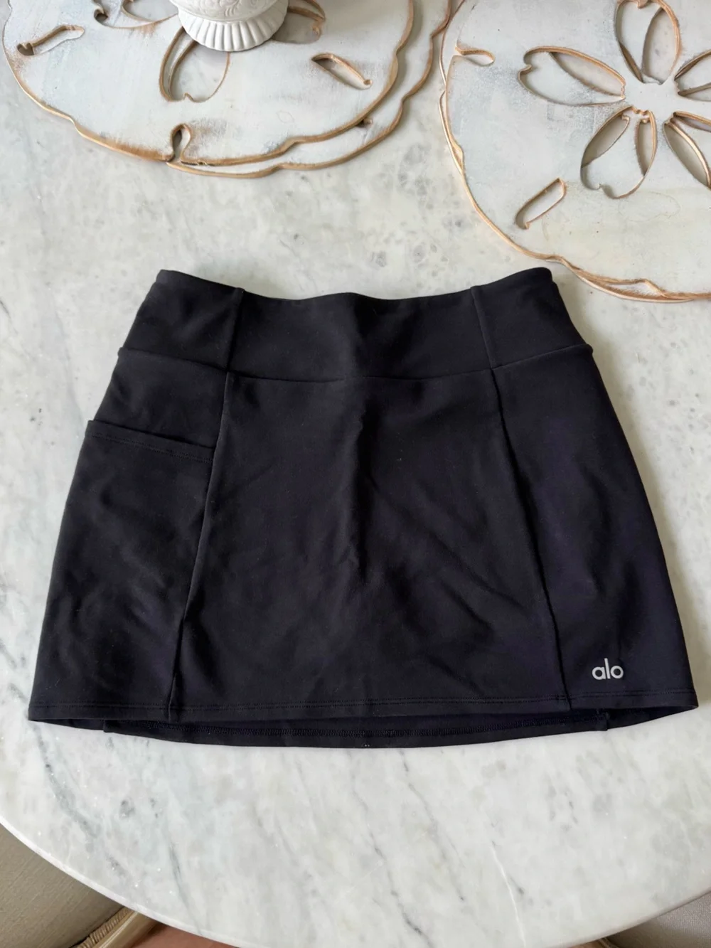 Alo Black Airbrush High Waist Good Form Tennis Skirt